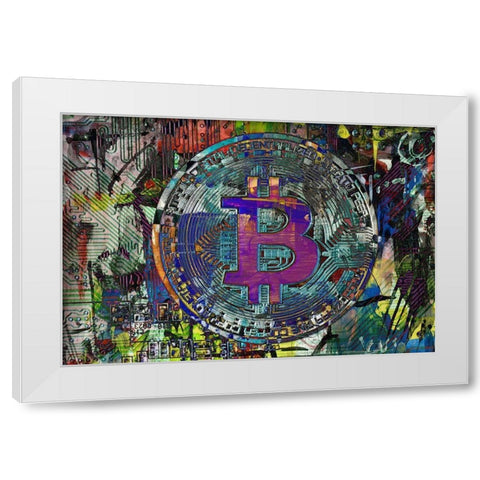 Bitcoin Coin Art I White Modern Wood Framed Art Print by Orlov, Irena