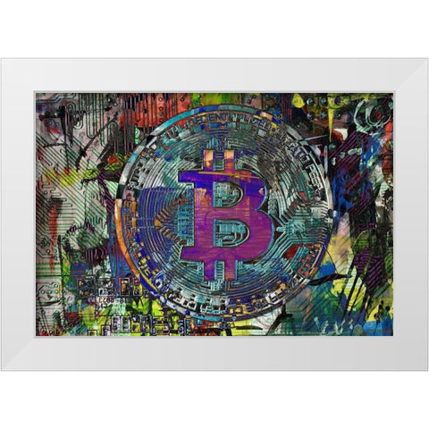 Bitcoin Coin Art I White Modern Wood Framed Art Print by Orlov, Irena