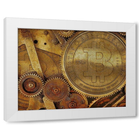 Grunge Bitcoin I White Modern Wood Framed Art Print by Hunziker, Steve