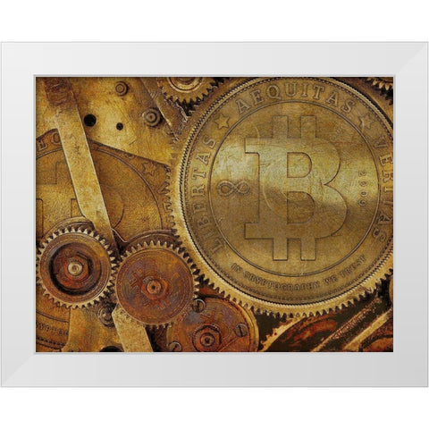 Grunge Bitcoin I White Modern Wood Framed Art Print by Hunziker, Steve