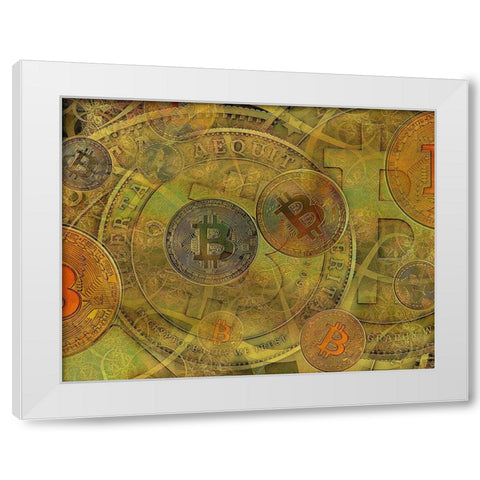 Grunge Bitcoin II White Modern Wood Framed Art Print by Hunziker, Steve