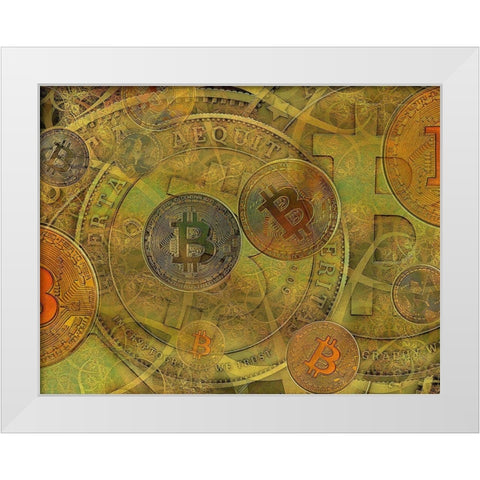 Grunge Bitcoin II White Modern Wood Framed Art Print by Hunziker, Steve