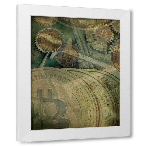 Grunge Bitcoin IV White Modern Wood Framed Art Print by Hunziker, Steve