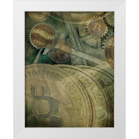 Grunge Bitcoin IV White Modern Wood Framed Art Print by Hunziker, Steve