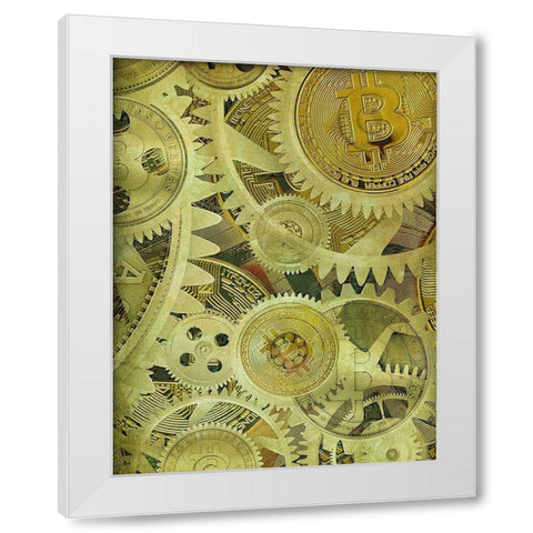 Grunge Bitcoin V White Modern Wood Framed Art Print by Hunziker, Steve