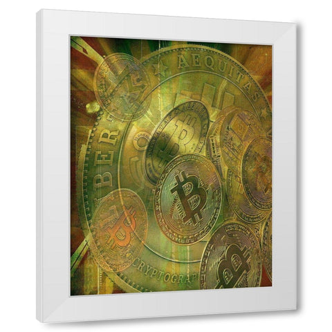 Grunge Bitcoin VI White Modern Wood Framed Art Print by Hunziker, Steve