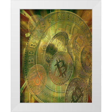 Grunge Bitcoin VI White Modern Wood Framed Art Print by Hunziker, Steve