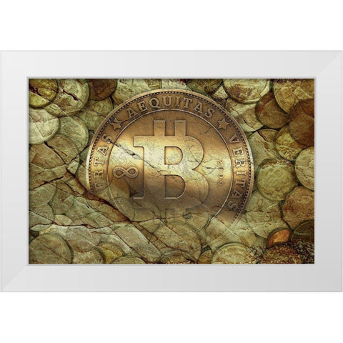 Bitcoin New Age I White Modern Wood Framed Art Print by Hunziker, Steve
