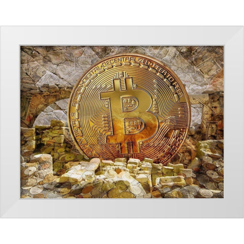 Bitcoin New Age III White Modern Wood Framed Art Print by Hunziker, Steve