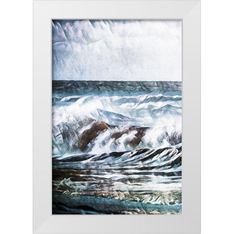 Stormy Seas Blue Ocean Breeze White Modern Wood Framed Art Print by Aldridge, Ashley