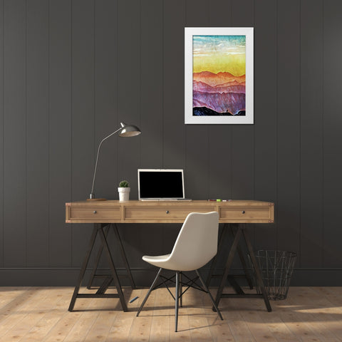 Coloured Summit Sunset II White Modern Wood Framed Art Print by Aldridge, Ashley