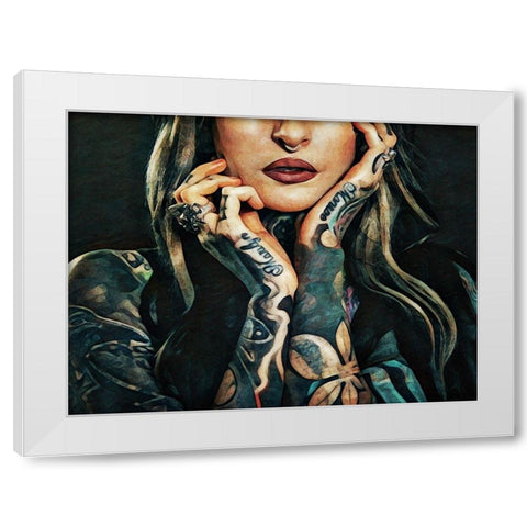 Tattooed Temptress White Modern Wood Framed Art Print by Aldridge, Ashley