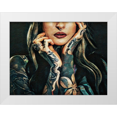 Tattooed Temptress White Modern Wood Framed Art Print by Aldridge, Ashley