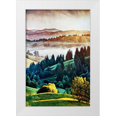 Misty Morning Mountains II White Modern Wood Framed Art Print by Aldridge, Ashley