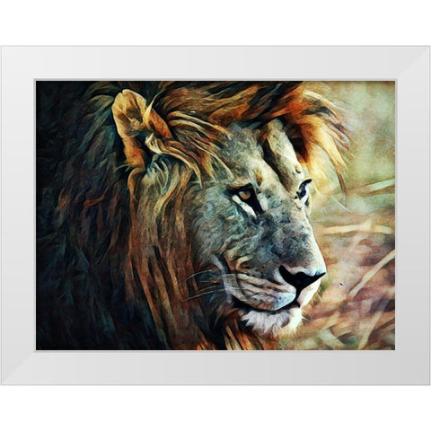 Lion Stalking Prey White Modern Wood Framed Art Print by Aldridge, Ashley
