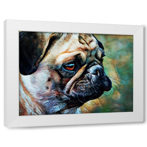 Fawn Pug Fascination  White Modern Wood Framed Art Print by Aldridge, Ashley