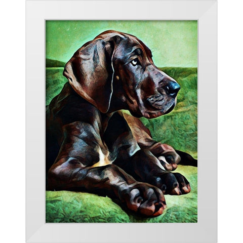 Great Dane Puppy Perfection White Modern Wood Framed Art Print by Aldridge, Ashley