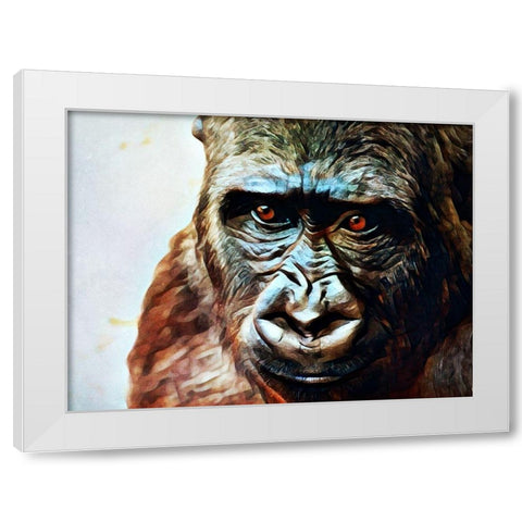 Gorilla Gazing Graciously White Modern Wood Framed Art Print by Aldridge, Ashley