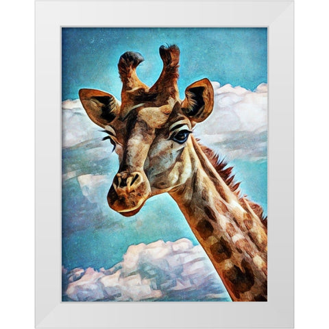 Giraffe in the Clouds White Modern Wood Framed Art Print by Aldridge, Ashley