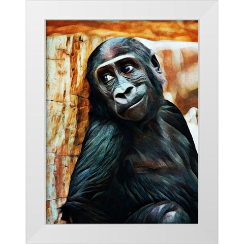 Baby Gorrilla Grin White Modern Wood Framed Art Print by Aldridge, Ashley