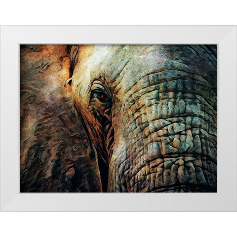 African Elephant Wise Eyes White Modern Wood Framed Art Print by Aldridge, Ashley