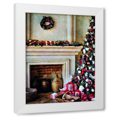 The Christmas By the Fireplace White Modern Wood Framed Art Print by Aldridge, Ashley