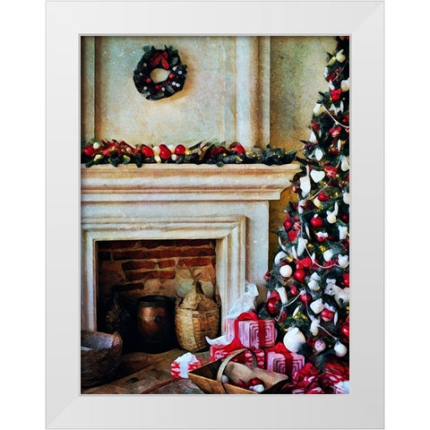 The Christmas By the Fireplace White Modern Wood Framed Art Print by Aldridge, Ashley