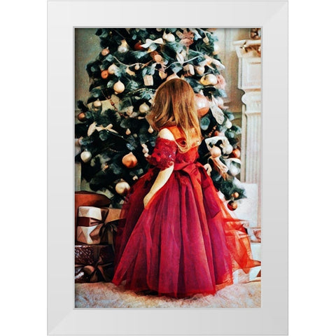 Red Dress for Christmas White Modern Wood Framed Art Print by Aldridge, Ashley