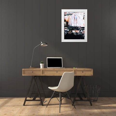 Burnt White On Black Abstract White Modern Wood Framed Art Print by Aldridge, Ashley