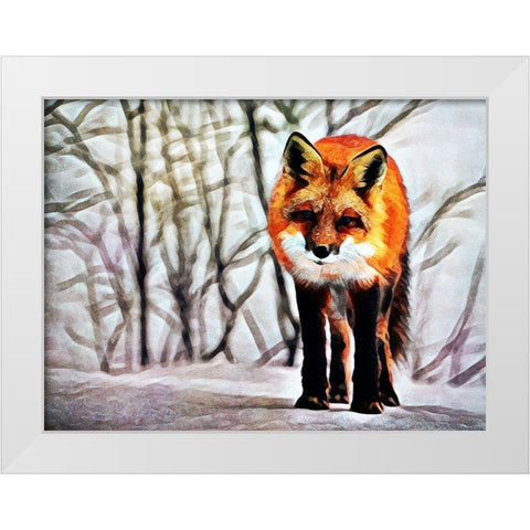 Red Fox Fascination White Modern Wood Framed Art Print by Aldridge, Ashley