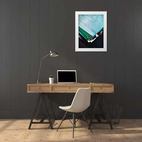 Turquoise Car Close-up White Modern Wood Framed Art Print by Aldridge, Ashley
