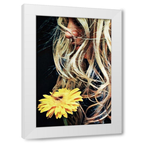 Golden Gerbera For Goldilocks White Modern Wood Framed Art Print by Aldridge, Ashley