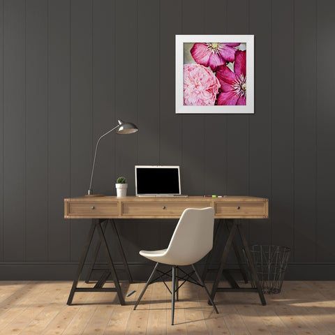 Pretty Pink Petals White Modern Wood Framed Art Print by Aldridge, Ashley