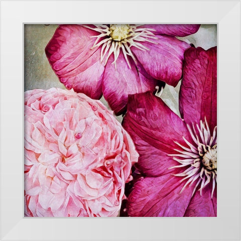 Pretty Pink Petals White Modern Wood Framed Art Print by Aldridge, Ashley
