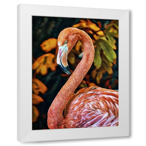 Poised Pink Flamingo White Modern Wood Framed Art Print by Aldridge, Ashley