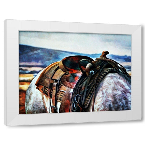 Cowboy Saddled Up White Modern Wood Framed Art Print by Aldridge, Ashley