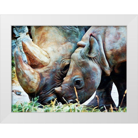Rhinoceros and Calf Connection White Modern Wood Framed Art Print by Aldridge, Ashley
