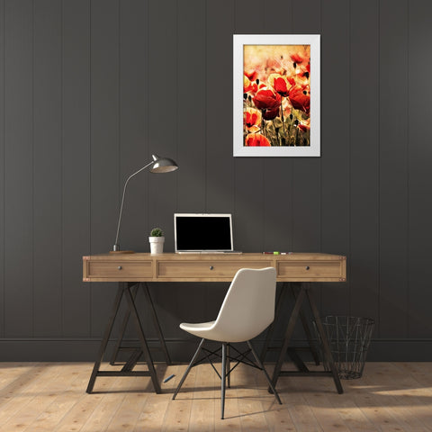 Poppy Fields In Focus II White Modern Wood Framed Art Print by Aldridge, Ashley