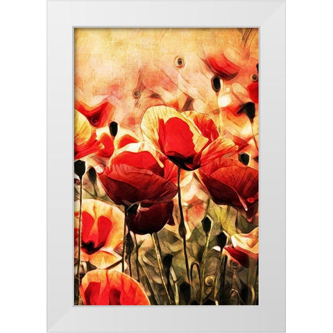 Poppy Fields In Focus II White Modern Wood Framed Art Print by Aldridge, Ashley