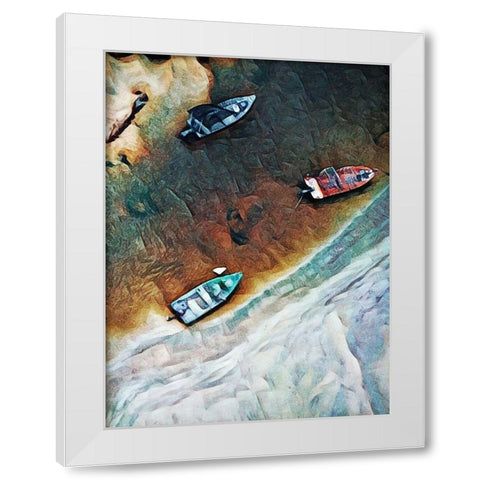 Rocky River Bank with Boats II White Modern Wood Framed Art Print by Aldridge, Ashley