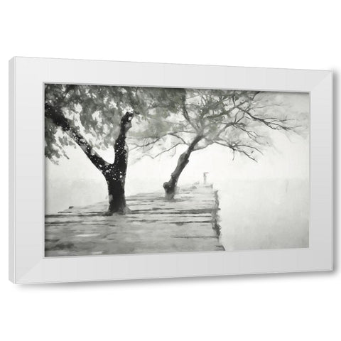 Misty Dock White Modern Wood Framed Art Print by Curinga, Kim