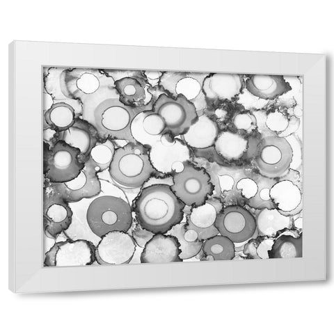 Black Circles White Modern Wood Framed Art Print by Curinga, Kim