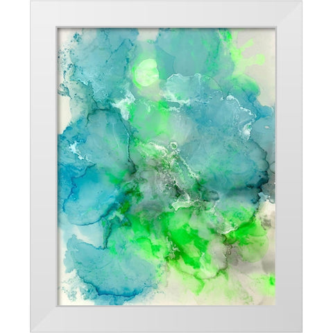 Turquoise Crystal White Modern Wood Framed Art Print by Curinga, Kim