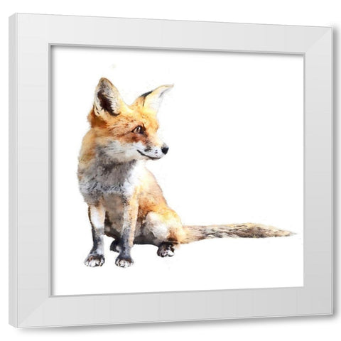 Inquisitive Fox White Modern Wood Framed Art Print by Curinga, Kim