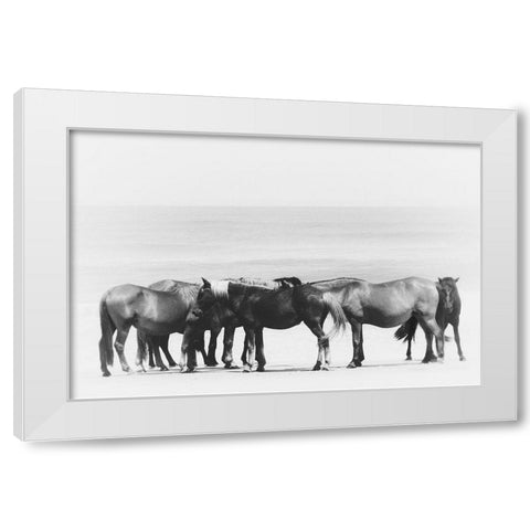 Beach Horse Group White Modern Wood Framed Art Print by Curinga, Kim