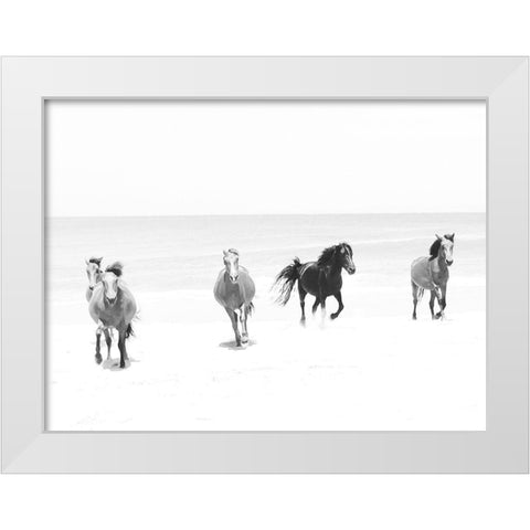 Beach Horses Running White Modern Wood Framed Art Print by Curinga, Kim