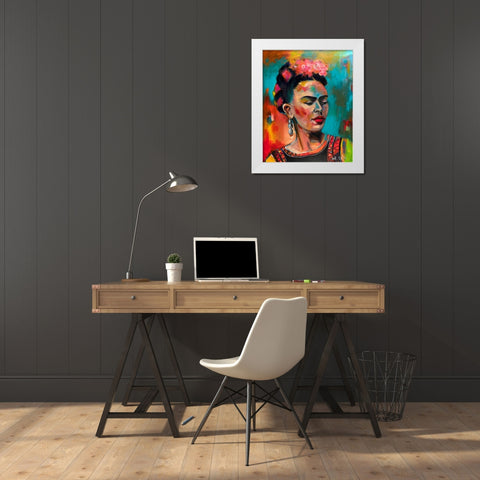 Frida Khalo White Modern Wood Framed Art Print by Eaton, Winnie