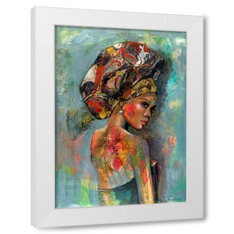 Lady with Headscarf White Modern Wood Framed Art Print by Eaton, Winnie