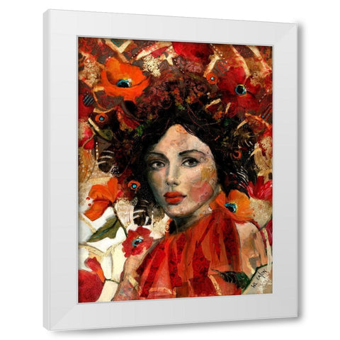 Lady with Red and Orange Flowers White Modern Wood Framed Art Print by Eaton, Winnie
