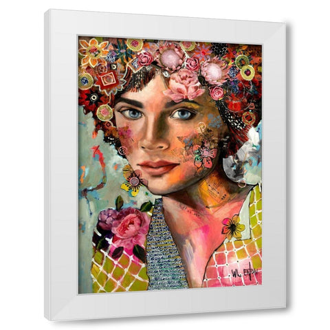 Innocent Flower Girl White Modern Wood Framed Art Print by Eaton, Winnie